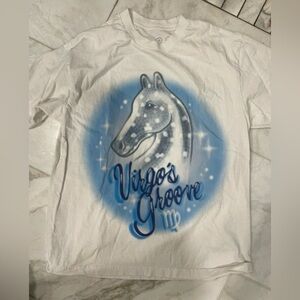 Beyonce Renaissance World Tour size L White and Blue  Shirt with Horse Design